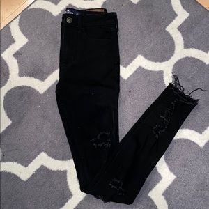 Hollister black high-rise super skinny rippedjeans